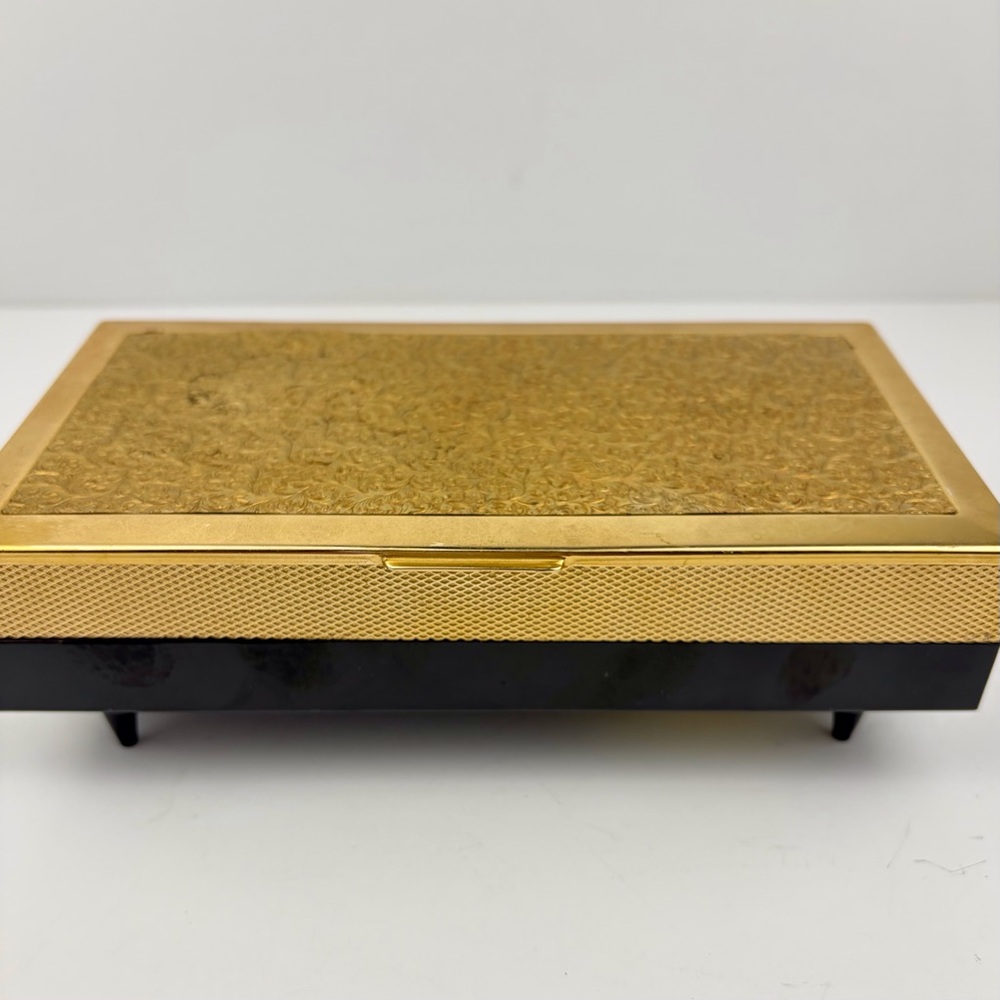Vintage Japan Sankyo Metal Jewelry Trinket Box Music Romance de Amor MCM